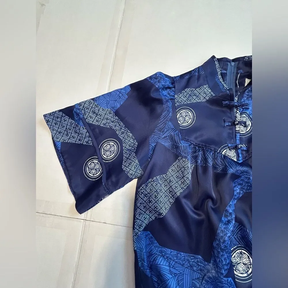 Vintage Liona Hawaii for Liberty House Elegant Blue Patterned Maxi Dress size 12 - Picture 11 of 11